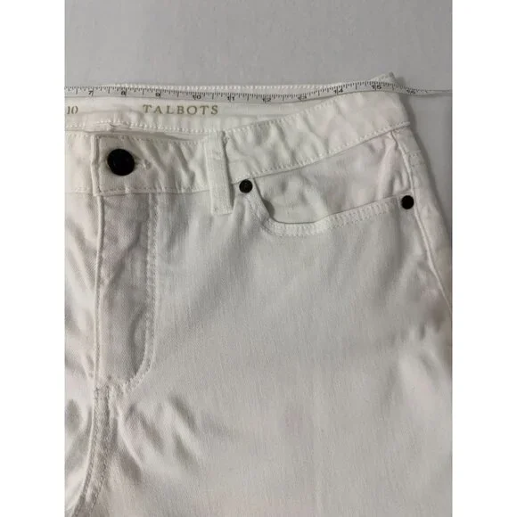 Talbots Womens White Heritage Straight-Leg Pants Size 10 Cotton Blend - Picture 8 of 15